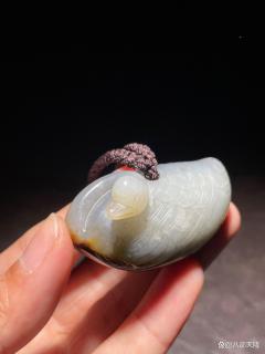 老和田玉青花籽料玉鹅雕件:墨色晕染间的灵韵之美